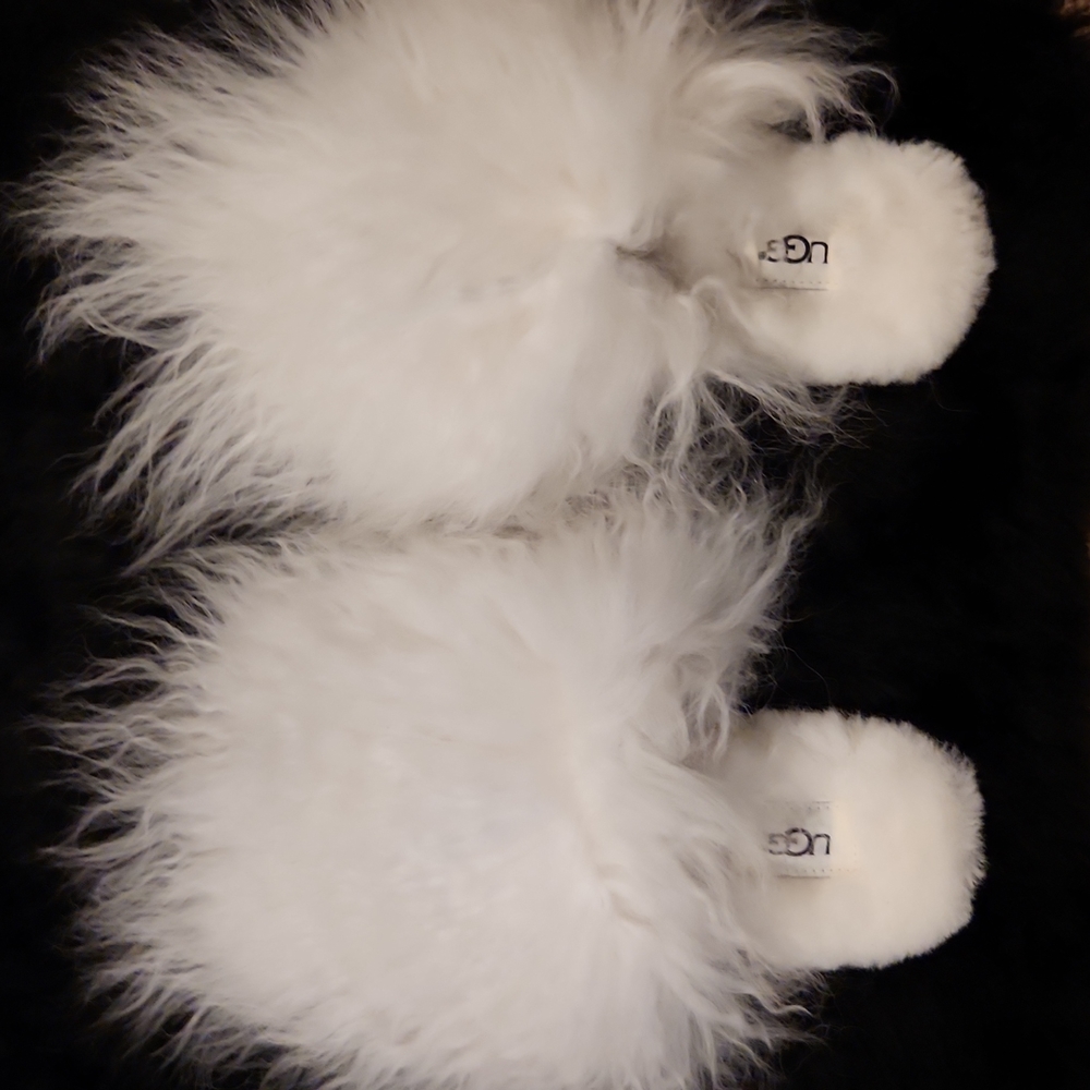 Ugg Fluff White Momma Mongolian Slipper Clog